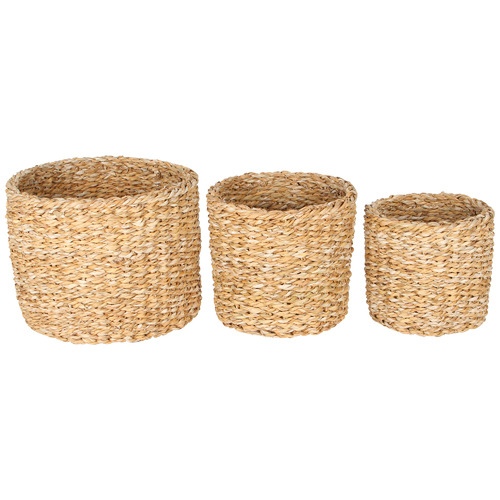 3 Piece Cylinder Sunshine Seagrass Basket Set | Temple & Webster