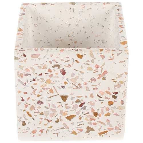White Luca Square Terrazzo Planter