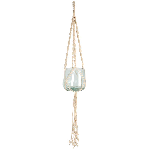 Natural Cori Jute & Glass Macrame Hanging Planter