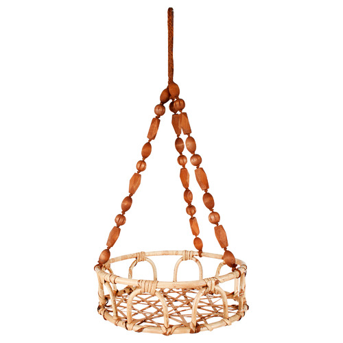 Small Luna Rattan & Bead Hanging Basket Pot