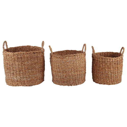 3 Piece Melanie Seagrass Laundry Basket Set 