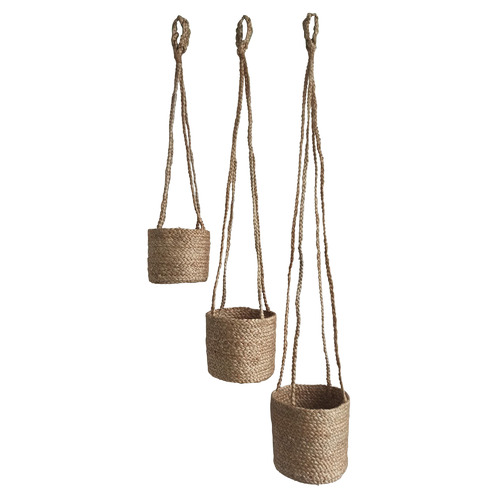 3 Piece Angela Jute Hanging Pot Planter Set