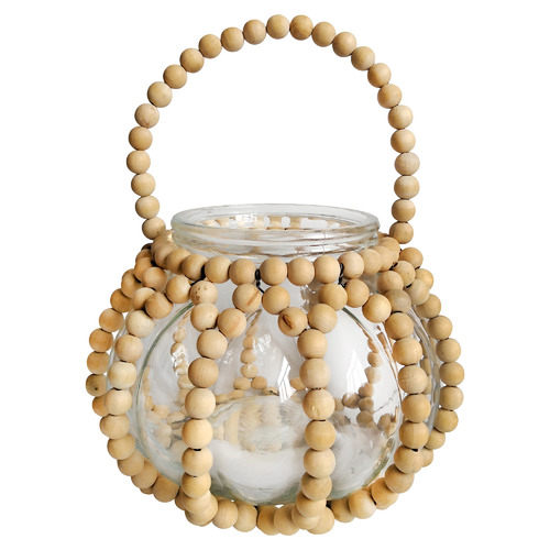 Oki Glass Vase with Natural Beaded Holder