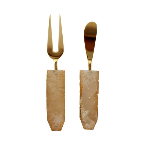 2 Piece Woden Stone Cheese Knife Set
