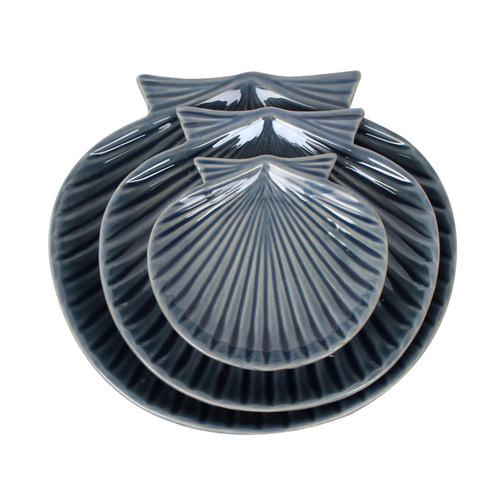 3 Piece Holly Shell Ceramic Plate Set
