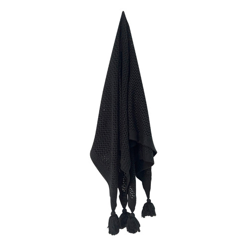 Papaya&Patina Black Barnes Knitted Throw Temple & Webster