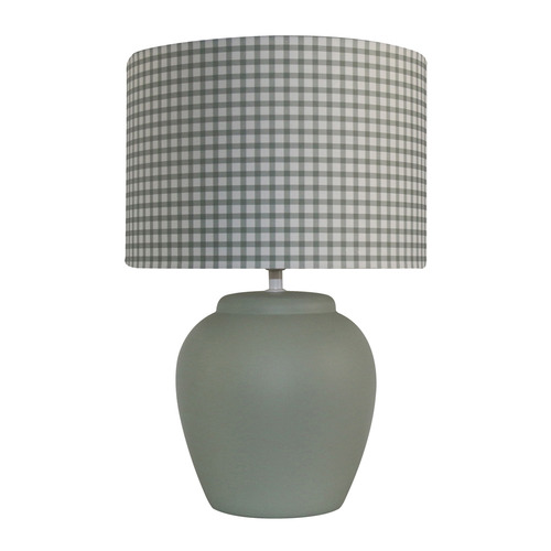 green gingham lamp