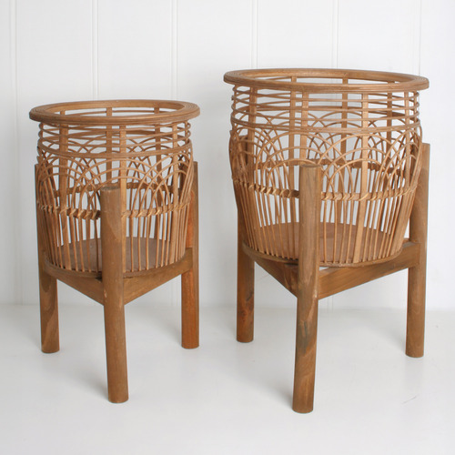 Piece Natural Banks Bamboo Planter Set