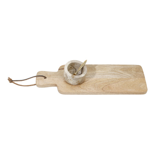 Suse Acacia Wood Serving Board with Marble Tapa Bowl