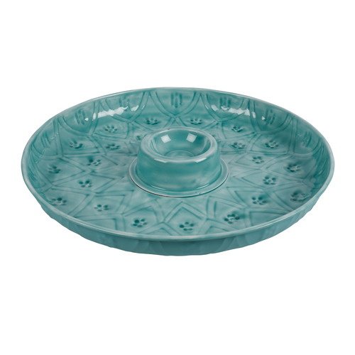 Turquoise Roe Chip & Dip Bowl