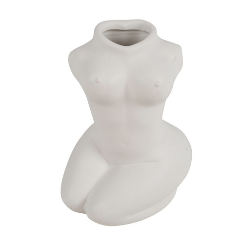 White Neisha Nude Female Ceramic Vase