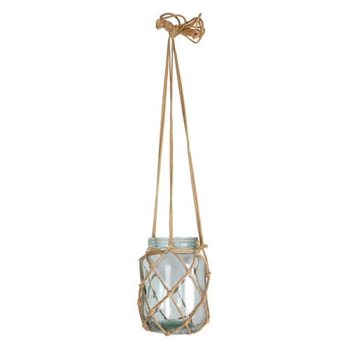 Macrame    Spirit Jute & Glass Hanging Planter