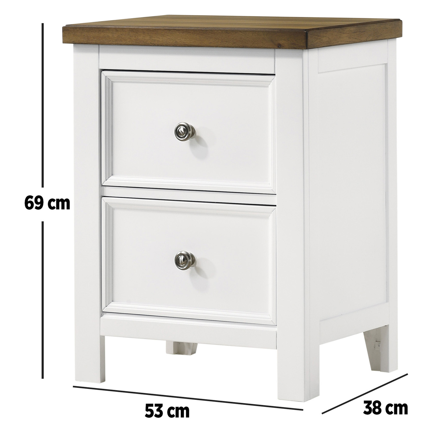White Monroe Acacia Wood Bedside Table