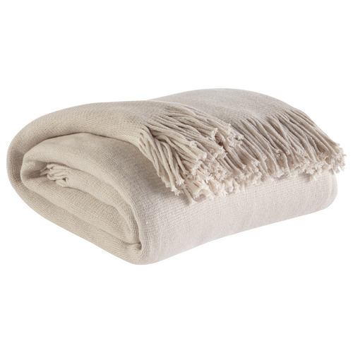 Ivory Haylin Cream Knit Throw Blanket