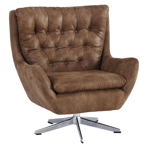 Anita Design Living Brown Venia Faux Leather Swivel Armchair | Temple ...