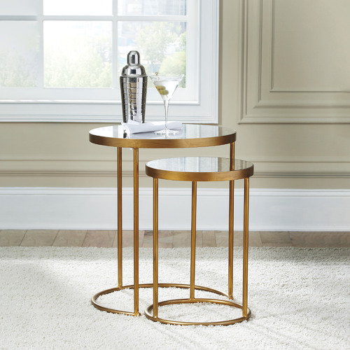 Anita Design Living 2 Piece Gold Marzella Nesting Table Set Temple