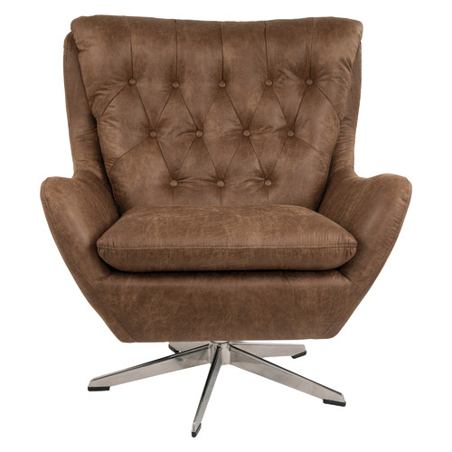 Anita Design Living Brown Venia Faux Leather Swivel Armchair | Temple ...