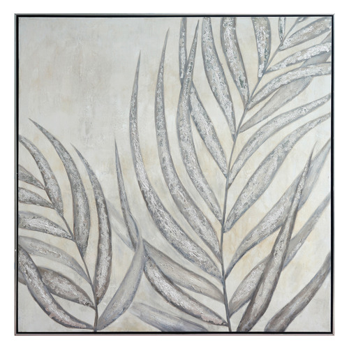 Grey & Silver Palms Framed Canvas Wall Art