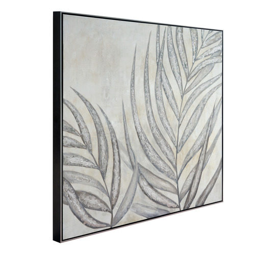 Grey & Silver Palms Framed Canvas Wall Art