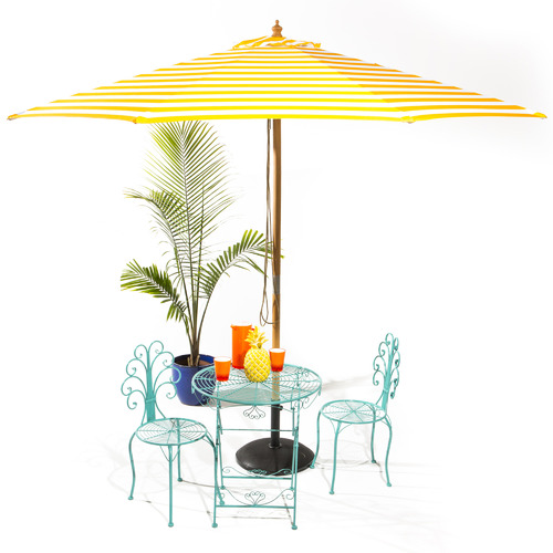 3m Yellow & White Sunny Marbella Striped Market Umbrella