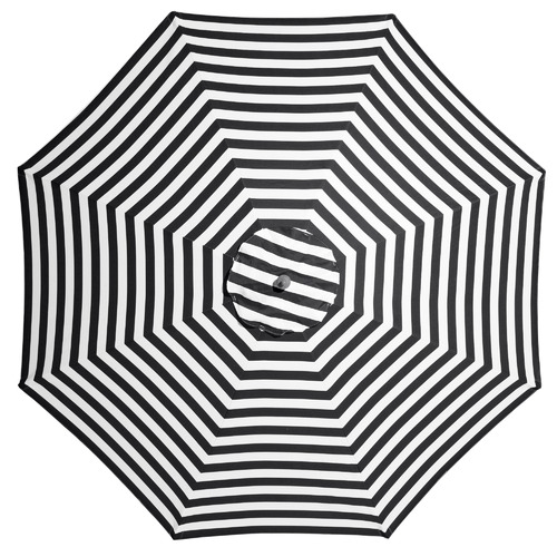 3m Black & White French Riviera Striped Market Umbrella