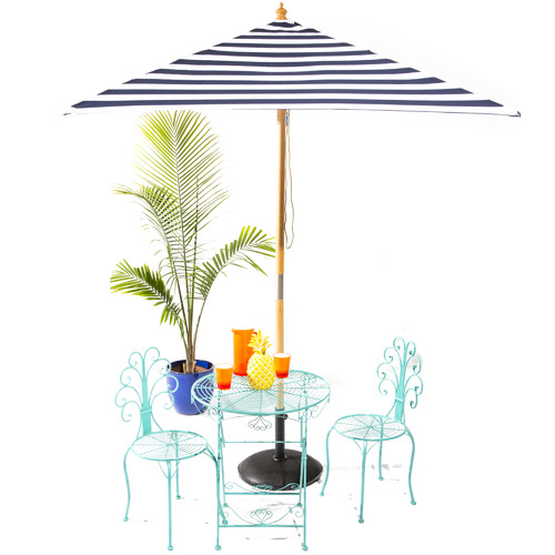 2m Navy & White St Tropez Striped Market Umbrella