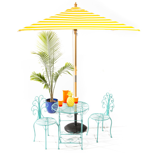 2m Yellow & White Sunny Marbella Striped Market Umbrella