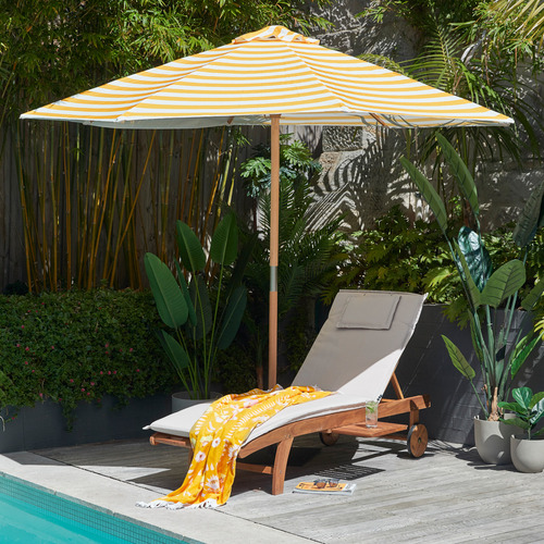 3m Yellow & White Striped Sunny Marbella Market Umbrella
