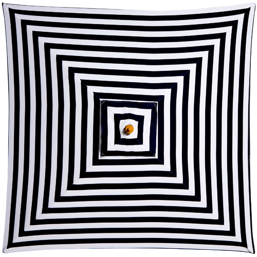 2m Black & White Striped French Riviera Market Umbrella
