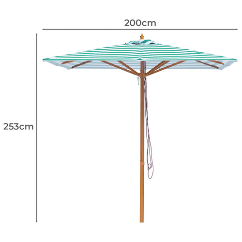 2m Green & White Daintree Wood Umbrella
