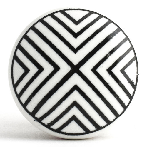 Black & White Round Ceramic Knob