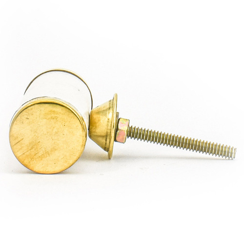 White Marble & Brass Cylinder Pull