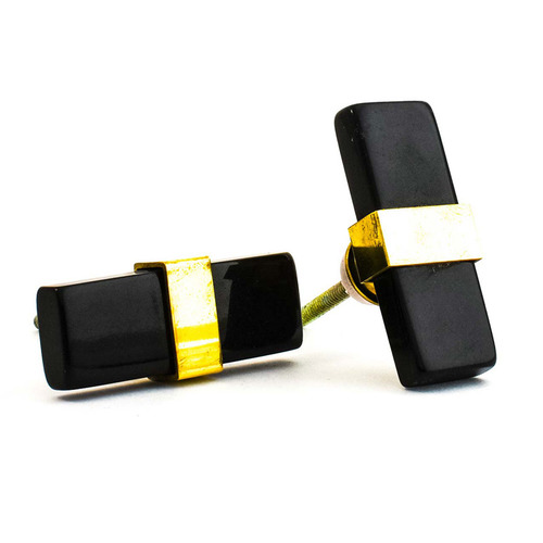 Rectangle Resin & Brass Pull
