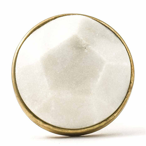 Marble & Brass Pentagon Knob