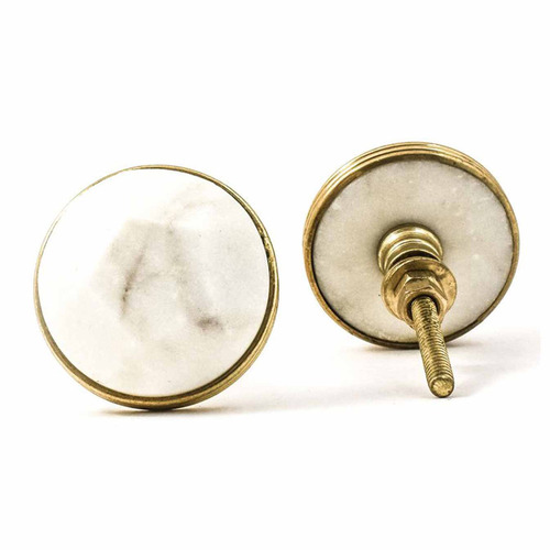 Marble & Brass Pentagon Knob