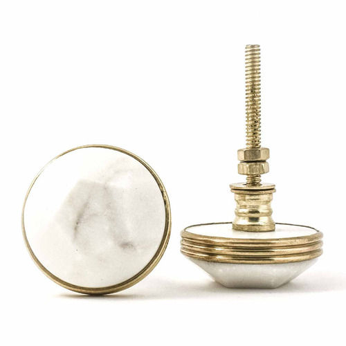 Marble & Brass Pentagon Knob