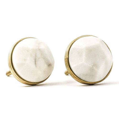 Marble & Brass Pentagon Knob