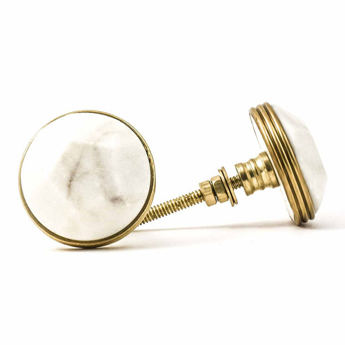 Marble & Brass Pentagon Knob