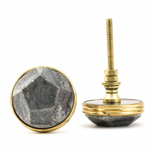 Marble & Brass Pentagon Knob