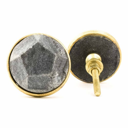 Marble & Brass Pentagon Knob