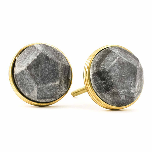 Marble & Brass Pentagon Knob