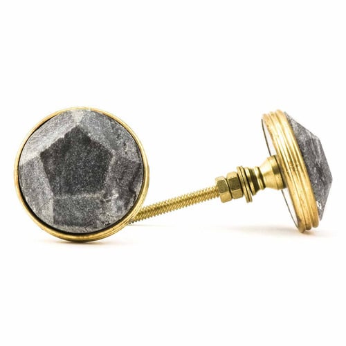 Marble & Brass Pentagon Knob