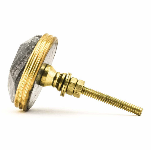 Marble & Brass Pentagon Knob