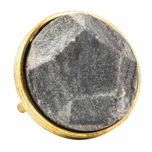 Marble & Brass Pentagon Knob