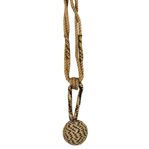 Natural & Black Jute Ball Curtain Tie Back