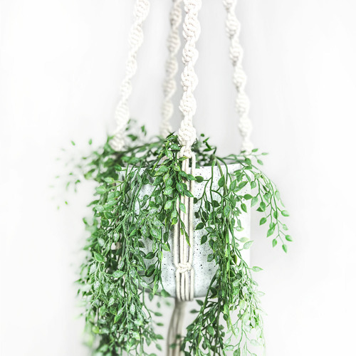 White Cotton Macrame Twist Rope Plant Hanger
