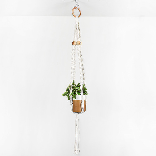 White Cotton Macrame Twist Rope Plant Hanger