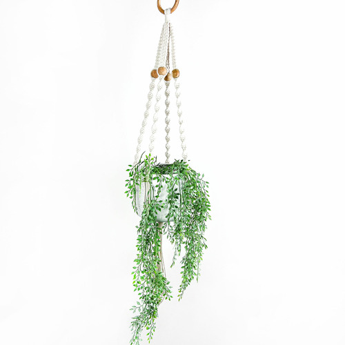 White Cotton Macrame Twist Rope Plant Hanger