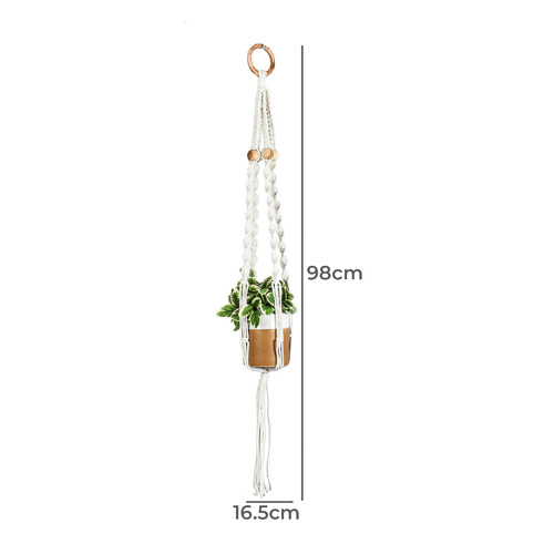 White Macrame Cotton Twist Rope Plant Hanger