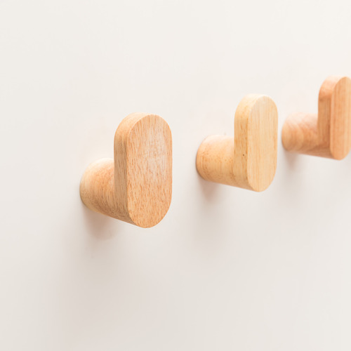 L Curved Rubberwood Wall Hook